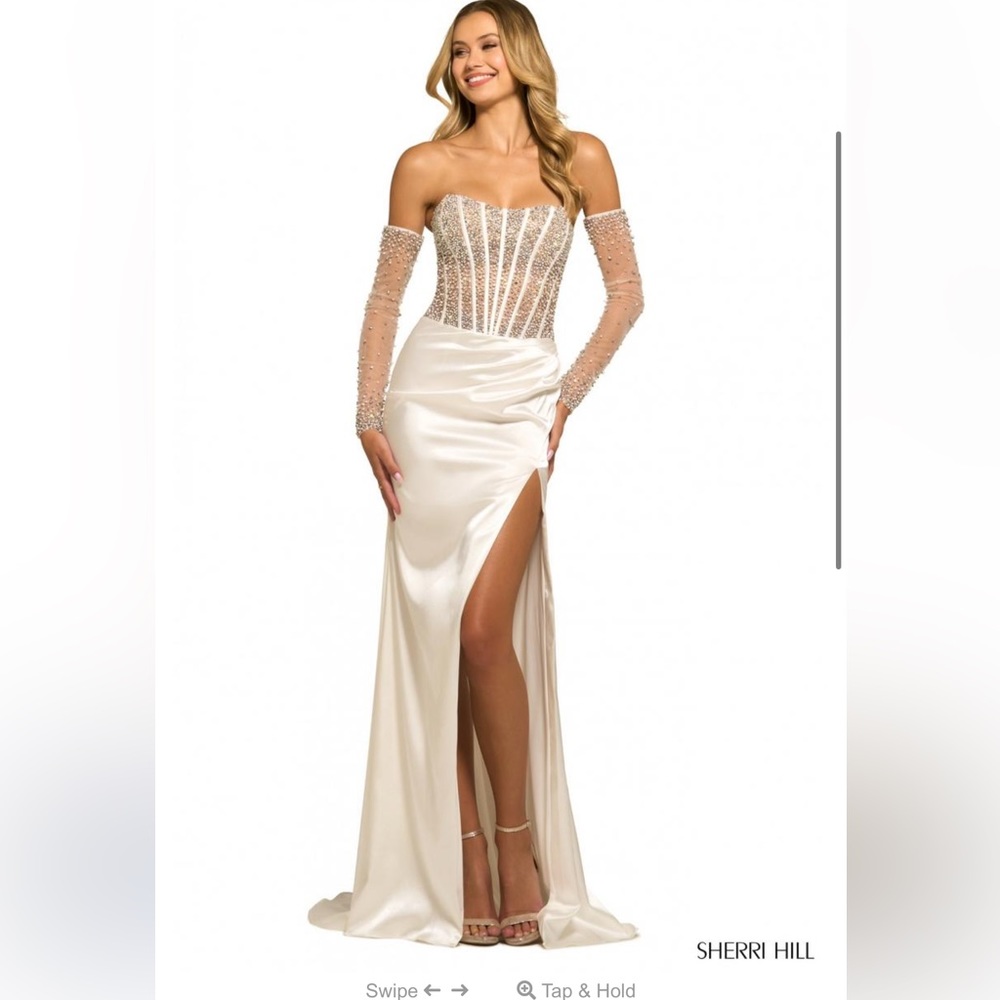 Sherri Hill White Dress with Sleeves